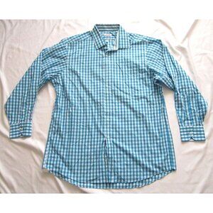 New Men Izod Gingham Classic Fit Button Long Sleeve Shirt Sz 16-16.5 32/33 MT450